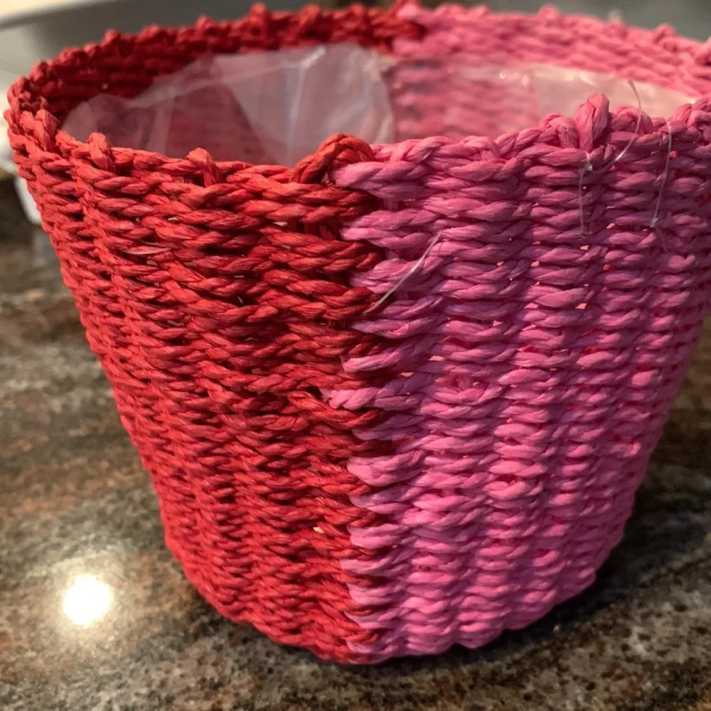 Heart Planter Wicker Woven Basket Holder